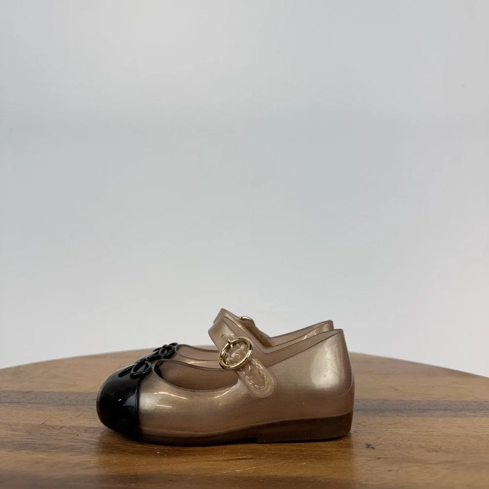 Little Kids Mini Melissa Sweet Love Cap Toe Pink Jelly Bow Mary Jane Flats Sz‎ 6